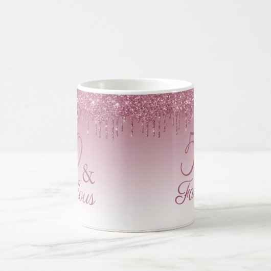 50 und fabelhafte Rose Gold Pink Dripping Glitzer Kaffeetasse (Mittel)