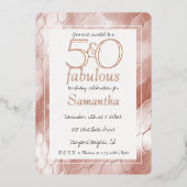 50 und fabelhafte Rose Gold Schlange Tier Geburtst Folieneinladung (Vorderseite)