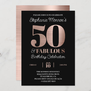 50 und fabelhafte Rose Gold Typografie Geburtstag Einladung