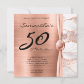 50 und fabelhafte Rose Gold und White Agate Geburt Einladung (Vorderseite)