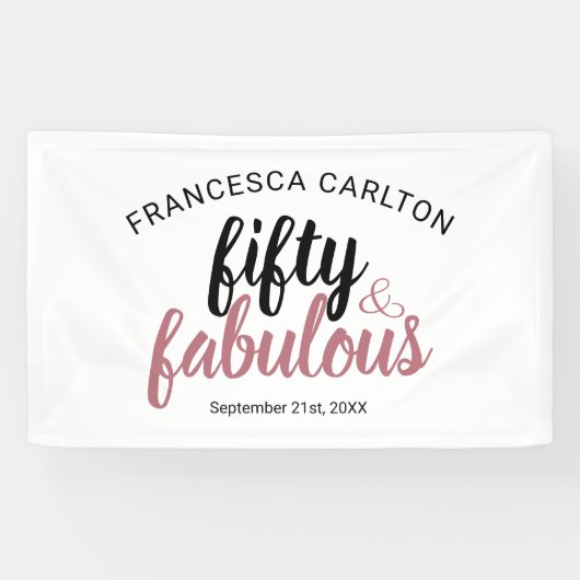 50 und fabelhafte Rose Rosa Geburtstag Banner (Horizontal)