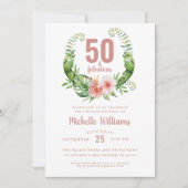 50 und fabelhafte rot rosa 50. Geburtstag Einladung (Vorderseite)