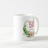 50 und fabelhafte rot rosa Drehbuch eleganten Gebu Kaffeetasse (VorderseiteRechts)