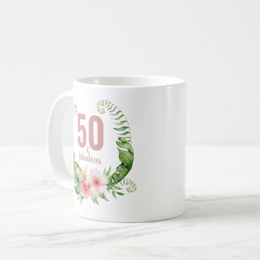 50 und fabelhafte rot rosa Drehbuch eleganten Gebu Kaffeetasse (Vorderseite Links)