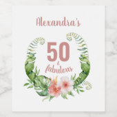 50 und fabelhafte rot rosa moderne personalisiert weinetikett (Einzelnes Label)