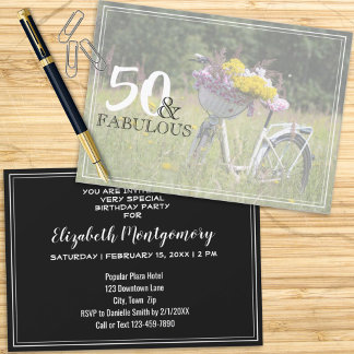 50 und fabelhafte Rustikale Bicycle Birthday Party Einladung