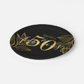 50 und fabelhafte Schwarz & Gold moderne Papierpla Pappteller (Schrägansicht)