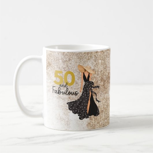 50 und fabelhafte Schwarz-Gold-Tasse Kaffeetasse (Links)