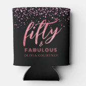 50 und fabelhafte Schwarz-Rosa-Glitzer Geburtstag Dosenkühler (Rückseite)
