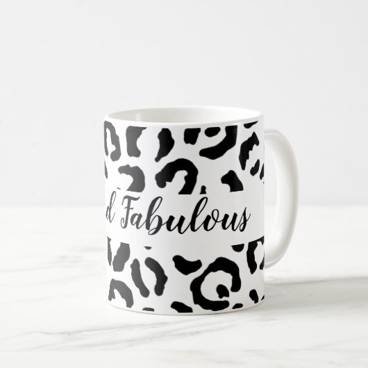 50 und fabelhafte Schwarz-Weiß-Cheetah Print Kaffeetasse (VorderseiteRechts)
