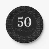 50 und fabelhafte Schwarz-weiß Modern Birthday Par Pappteller (Vorderseite)