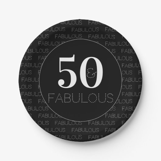 50 und fabelhafte Schwarz-weiß Modern Birthday Par Pappteller (Vorderseite)