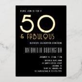 50 und fabelhafte Schwarz-weiße Retrotypografie Folieneinladung (Vorderseite)