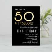 50 und fabelhafte Schwarz-weiße Retrotypografie Folieneinladung (Stehend vorne)