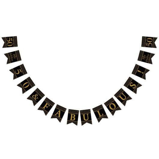 50 und fabelhafte schwarze Goldpunkte Wimpelkette (Alle)