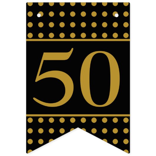 50 und fabelhafte schwarze Goldpunkte Wimpelkette (Erste Fahne)