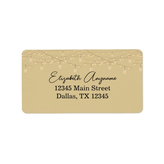 50 und fabelhafte schwarze Text Gold Lights Adressaufkleber (Vorne)