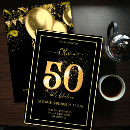 50 und fabelhafte Sparkling Gold Black Geburtstag Einladung