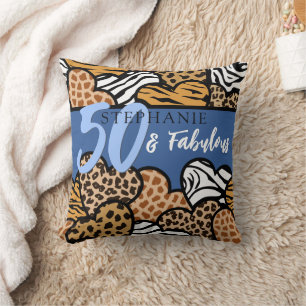 50 und fabelhafte stilvolle Blue Animal Print Herz Kissen