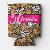 50 und fabelhafte stilvolle Pink Animal Print Herz Dosenkühler (Vorderseite)