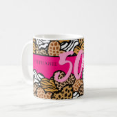 50 und fabelhafte stilvolle Pink Animal Print Herz Kaffeetasse (Vorderseite Links)