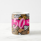 50 und fabelhafte stilvolle Pink Animal Print Herz Kaffeetasse (Mittel)