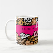 50 und fabelhafte stilvolle Pink Animal Print Herz Kaffeetasse (Links)