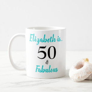 50 und fabelhafte Türkis Geburtstagsparty Kaffeetasse