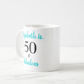 50 und fabelhafte Türkis Geburtstagsparty Kaffeetasse (Vorderseite Links)