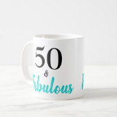 50 und fabelhafte Türkis Geburtstagsparty Kaffeetasse (Vorderseite Links)