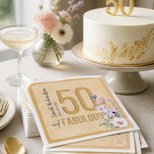 50 und fabelhafte Wildblume Geburtstagsparty Napki Serviette