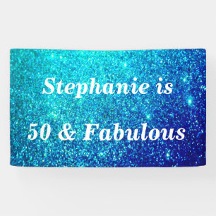 50 und fabelhaften Geburtstag Aquamarin Blue Glitz Banner