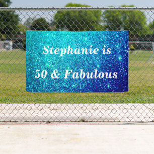 50 und fabelhaften Geburtstag Aquamarin Blue Glitz Banner