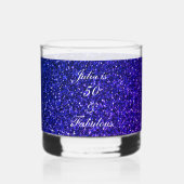 50 und fabelhaften Geburtstag Blue Glitzer Geschen Whiskyglas (Rückseite)