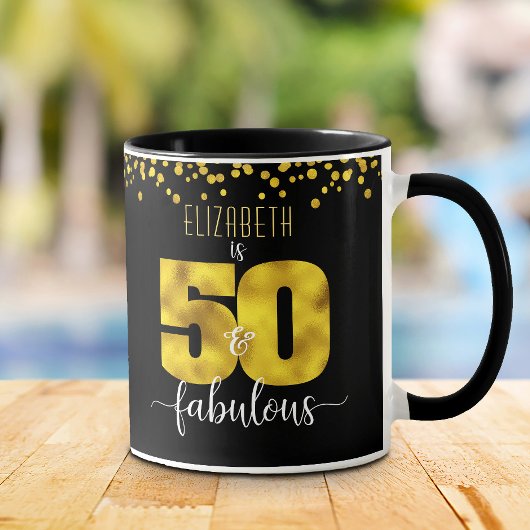 50 und fabelhaften Geburtstag Goldfolie Punkte sch Tasse