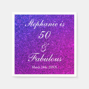 50 und fabelhaften Geburtstag Ombre Pink Lila Glit Serviette