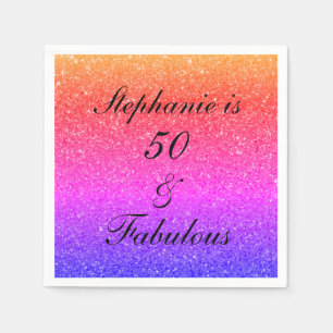 50 und fabelhaften Geburtstag Pink Glitzer Ombre B Serviette