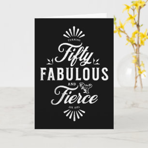 50 und fabelhaften Geburtstag Schwarz-Weiß Dinosau Karte