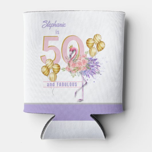 50 und fabelhaften rosa Flamingo Can Cooler Dosenkühler (Vorderseite)