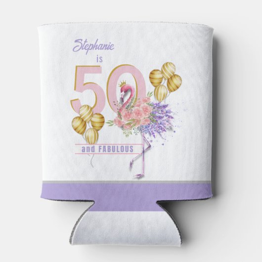 50 und fabelhaften rosa Flamingo Can Cooler Dosenkühler (Rückseite)