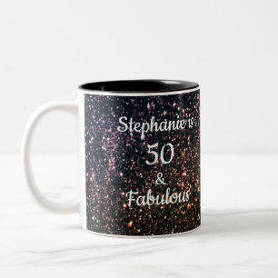 50 und fabelhafter Birthday Gold Black Golden Glit Zweifarbige Tasse