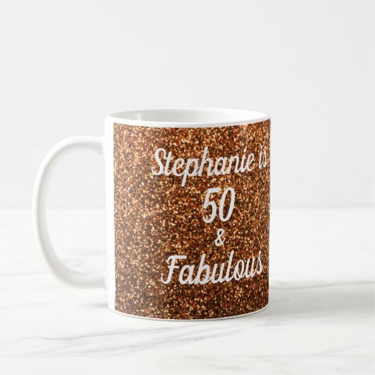 50 und fabelhafter Birthday Gold Glitzer Sparkling Kaffeetasse (Links)