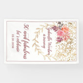 50 und fabelhafter, blumenrosa Marsala-Glitzer Banner (Horizontal)