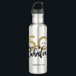 50 und fabelhafter Geburtstag  Edelstahlflasche<br><div class="desc">Feiern Sie Ihren besonderen Geburtstag stilvoll mit diesem schwarzen und goldenen Effekt 50 und fabelhafte Geburtstagsfeier Tasse. Teil einer Sammlung.</div>