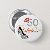 50 und fabelhafter Glitzer 50. Geburtstag Button (Vorne & Hinten)