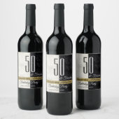 50 und fabelhafter Glitzer Gold Black & White Weinetikett (Flaschen)