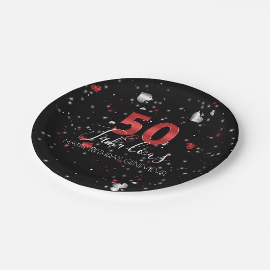 50 und fabelhafter | Kasinovegas-Geburtstag Pappteller (Schrägansicht)