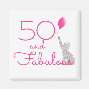 50 und fabelhafter Katzen-Liebhaber-Geburtstag Magnet