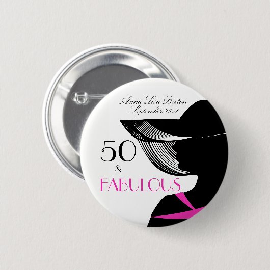50 und fabelhafter Kunst-Deko-eleganter 50. Button (Vorne & Hinten)