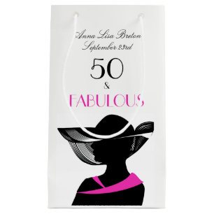 50 und fabelhafter Kunst-Deko-eleganter 50. Kleine Geschenktüte